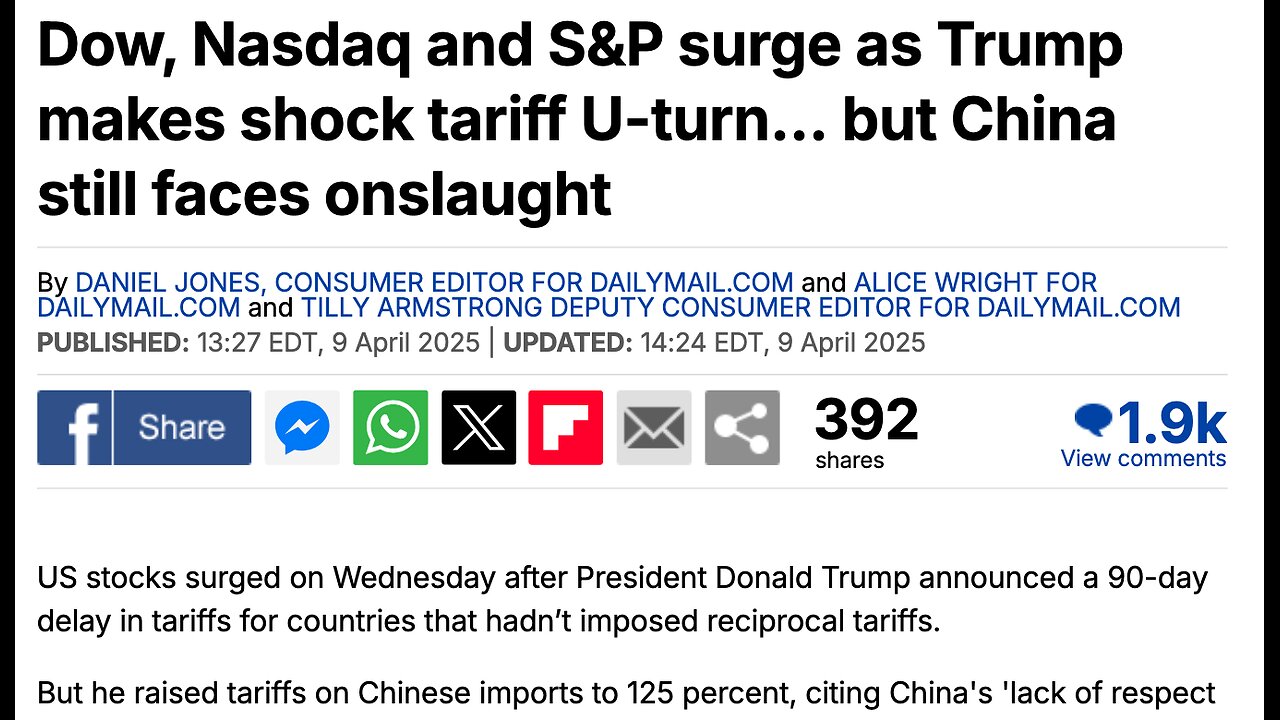 Dow, Nasdaq and S&P SURGE as Trump Makes Shock Move as China still Faces Onslaught
