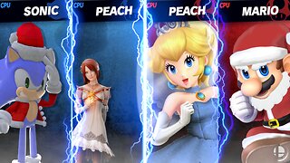 Christmas Sonic & Princess Elise vs Santa Mario & Princess Peach SSBU Quickie