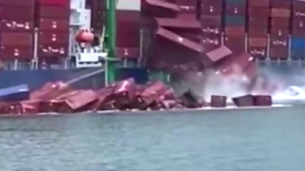 60+ Containers Tumble Off Ship in Long Beach Harbor
