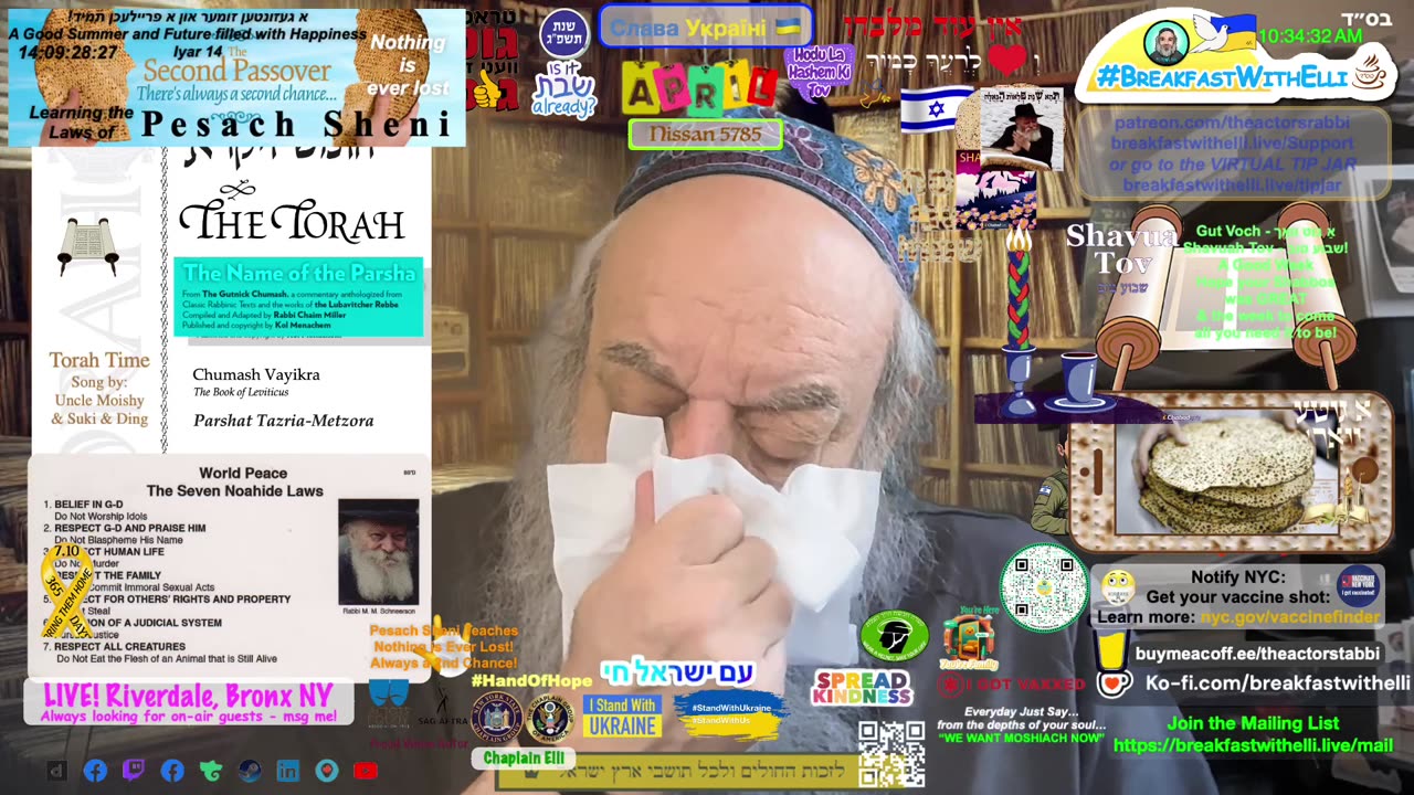 SHOW NOTES: Breakfast with Elli - SUNDAY - 27 April 2025 - 29 Nissan - 5785 - Erev Rosh Chodesh
