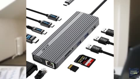 Acer 11 in 1 USB C HUB Multiport Adapter with 4K@60Hz HDMI, 1080P VGA, 2x10Gbps