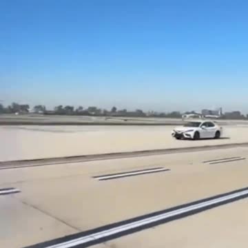 High-speed car video on the airport runway