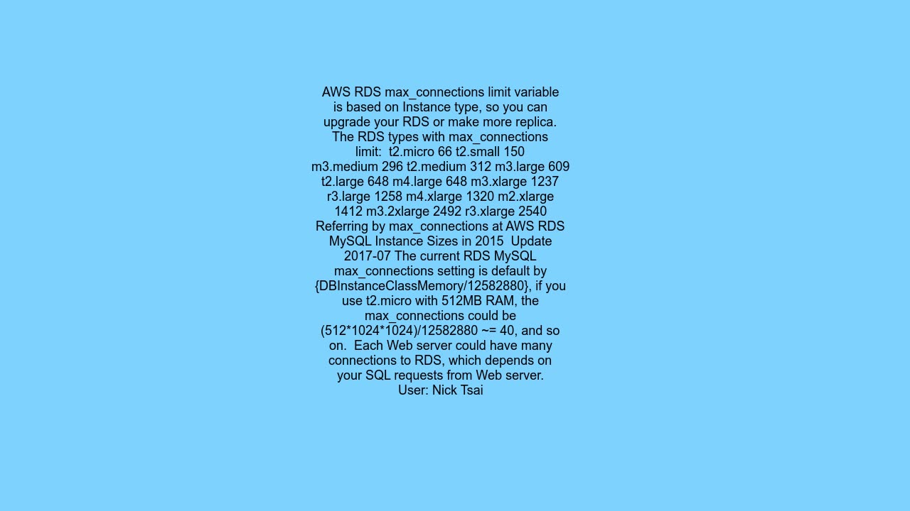 AWS RDS connection limits