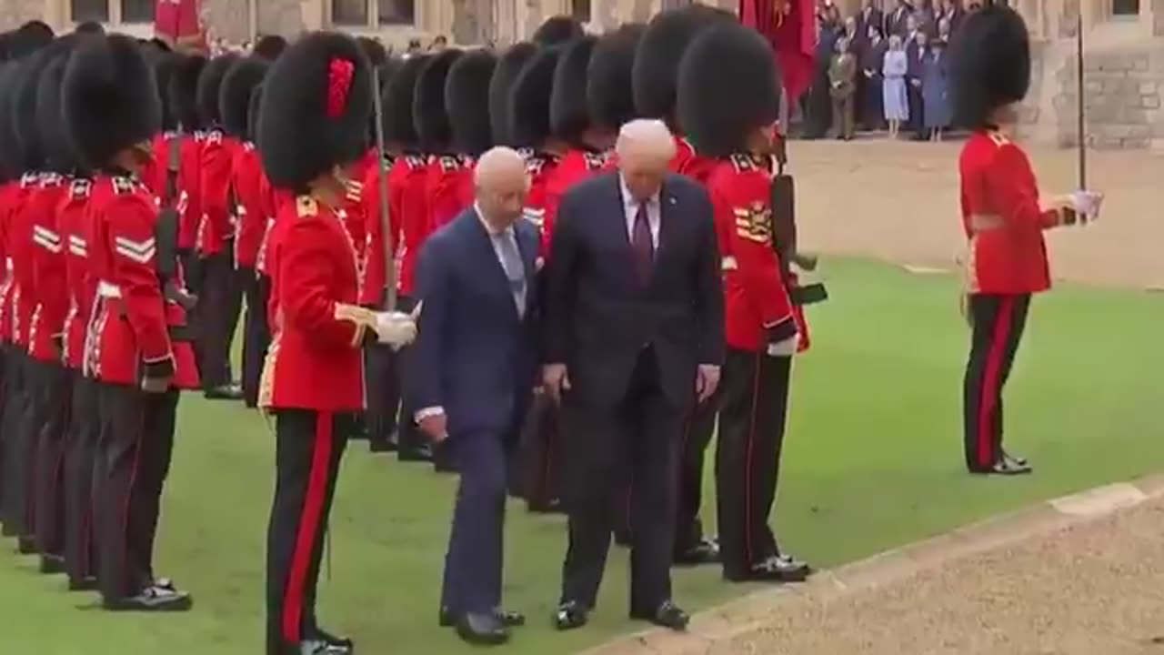 President Trump and King Charles proceed with the Inspection of the Guard of Honor