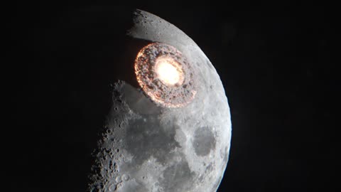 Asteroid falling on the moon