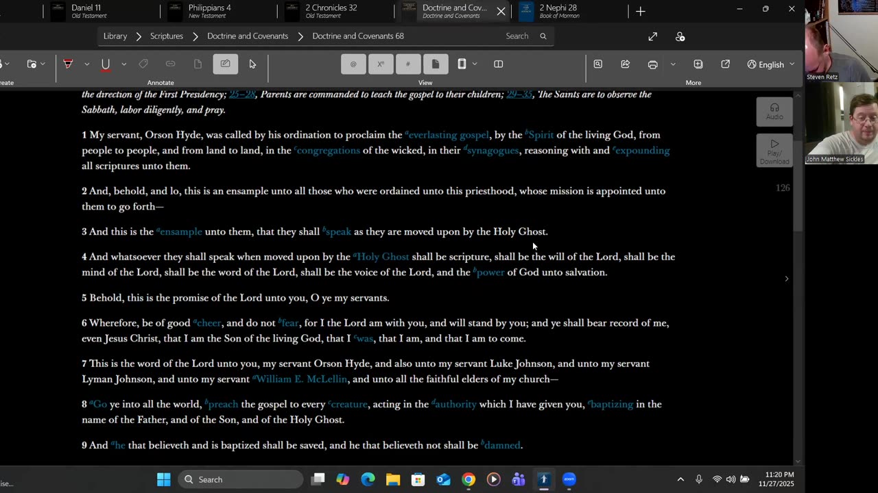 Scripture Study 2025-11-27 D&C (LDS 67-68)(RLDS 67-68)