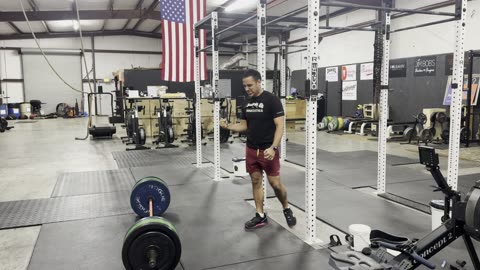 Back Squat 1RM; 3 Rds 1:00 Max Cal, 1:00 Max Toes to Bar, 1:00 Max Burpees