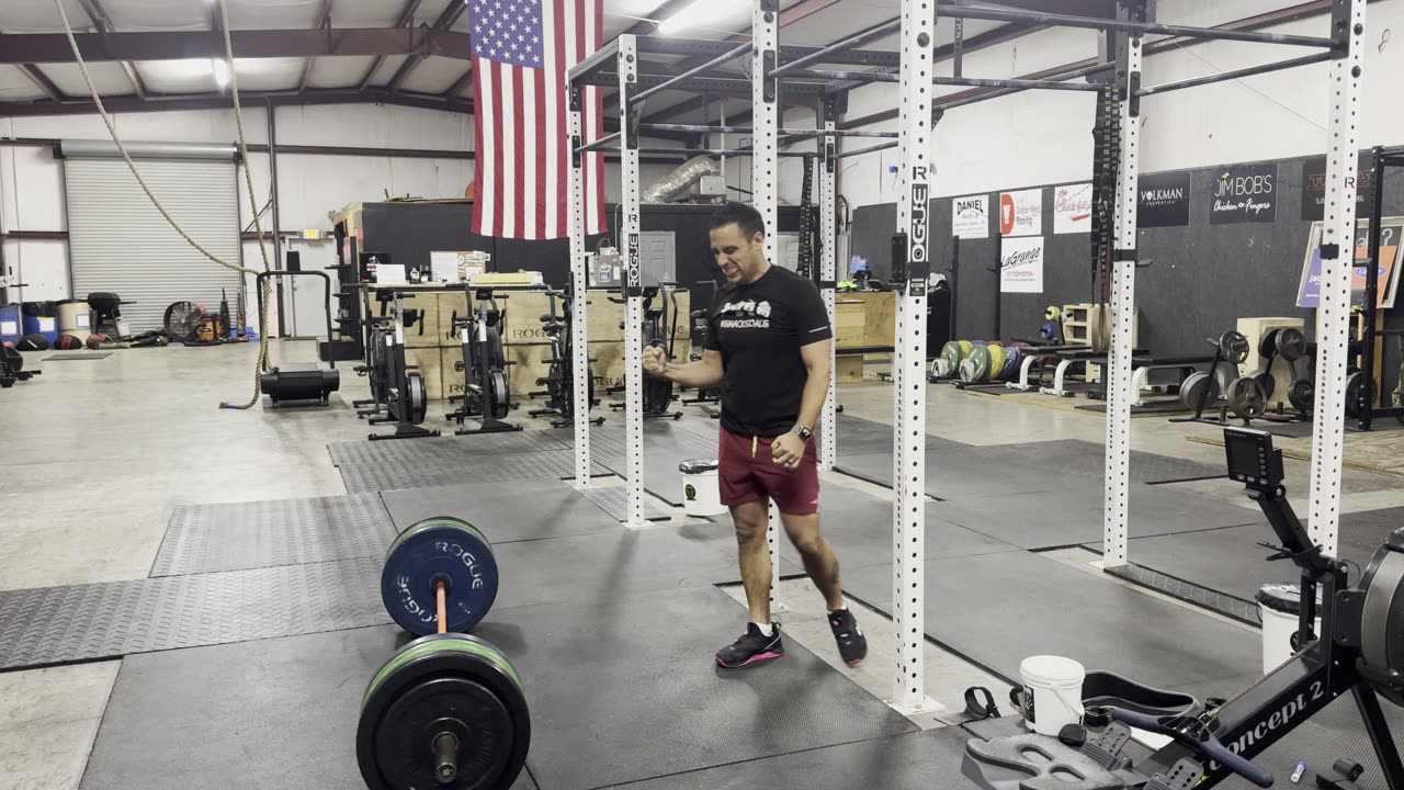 Back Squat 1RM; 3 Rds 1:00 Max Cal, 1:00 Max Toes to Bar, 1:00 Max Burpees