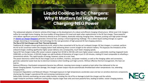 Liquid Cooling in DC Chargers: Why It Matters for High Power Charging-NEG Power