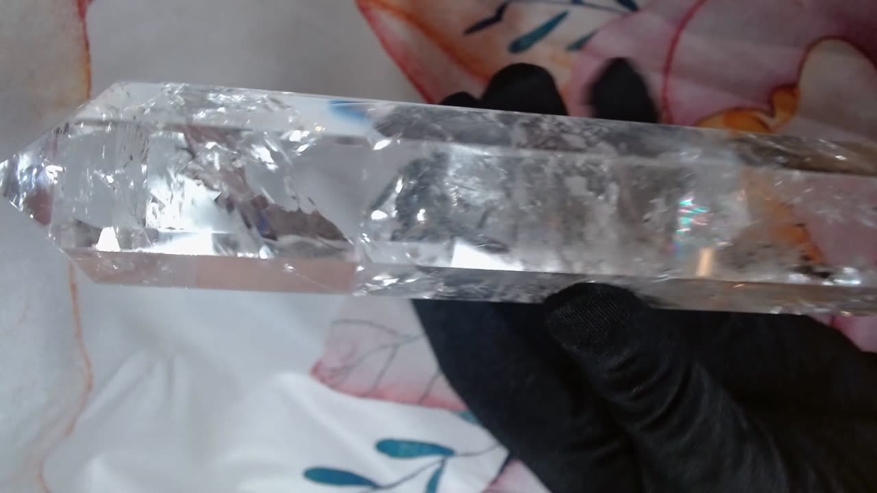 Luscious Tall Clear Quartz Obelisk Generator with Big Rainbow Prism High Quality Crystal Décor