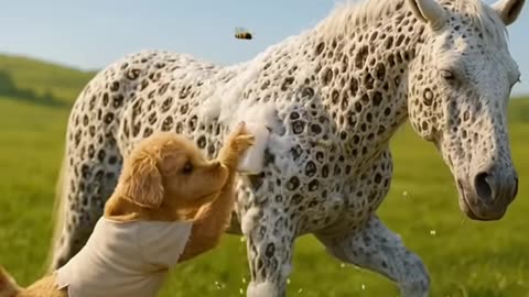 Brave Dog Saves Horse! 🐴 #Shorts #doglover #heartwarming