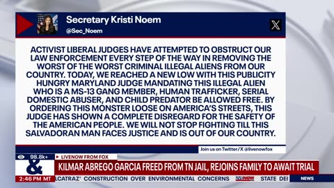 Breaking: Kilmar Abrego Garcia released from Tennessee jail, returns to Maryland as he awaits trial