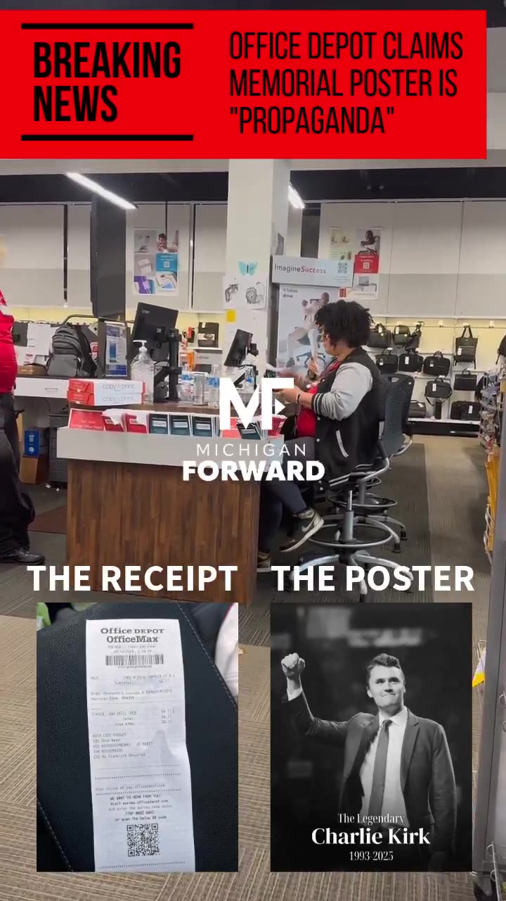 Office Depot in Michigan is flat out REFUSING to print out Charlie Kirk tribute posters