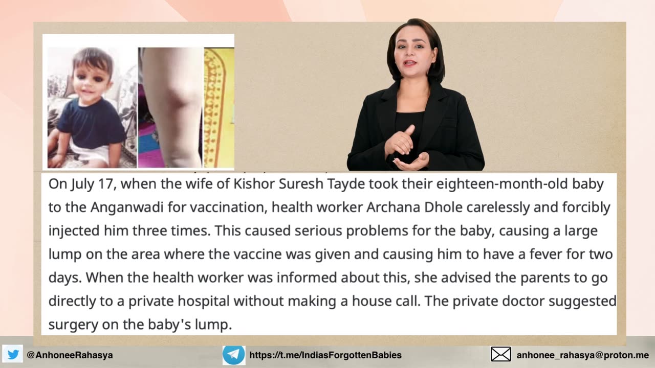 Maharashtra: 18 month old baby developed lump at injection site and fever following vaccination
