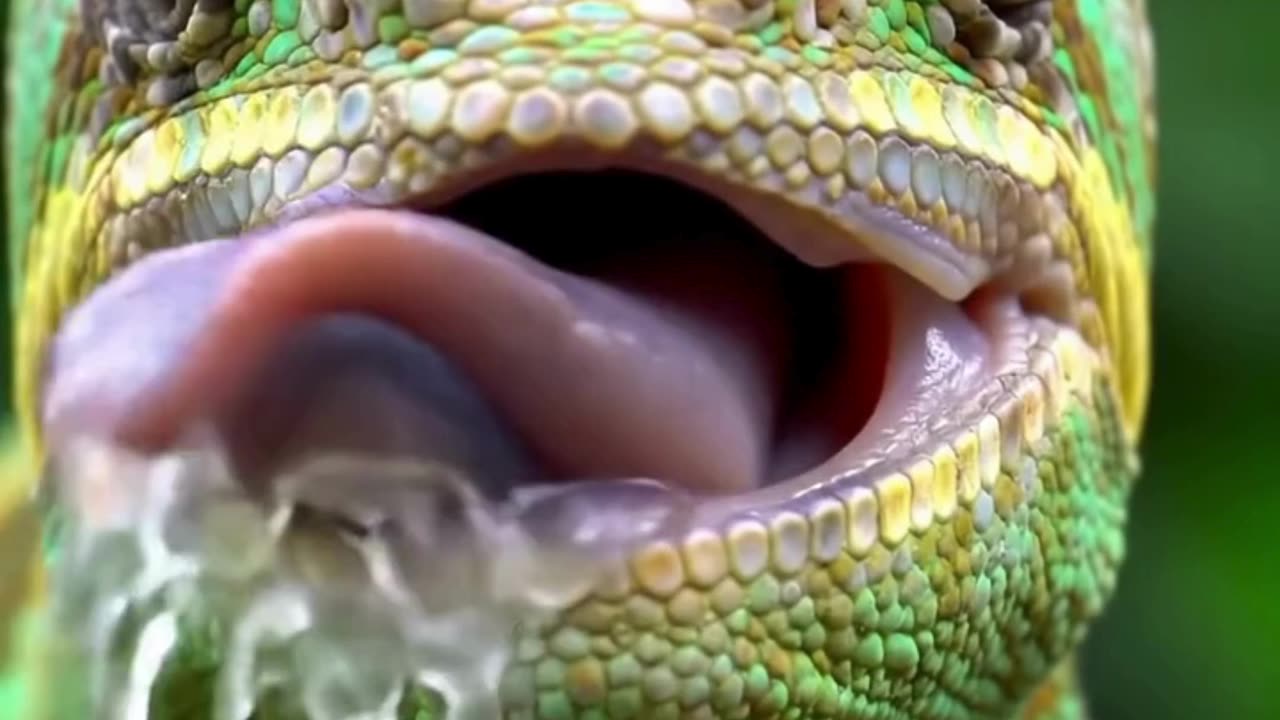 When a chameleon spits—nature’s surprise attack! 💦🦎 Watch this unique moment!
