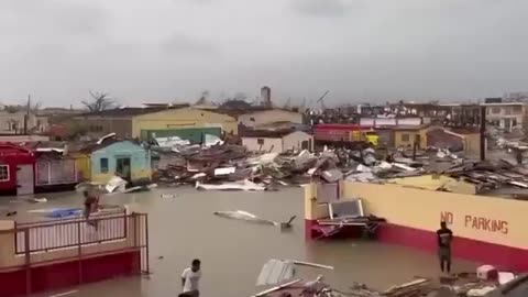 Aftermath of Category 5 Hurricane Melissa in Black River, Jamaica.