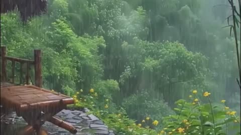 Rainy Hillside Resort Escape with Tea.