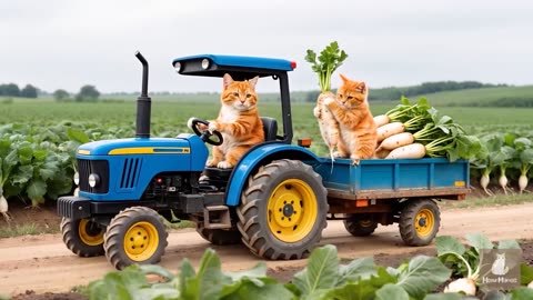 Mama Cat Trims Fur on the Farm and Makes Tiger Hat For Kittens At Home🐾🎩🐯_3