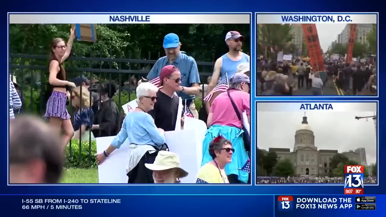 Large crowds gather in Memphis for 'No Kings' demonstrations - FOX13 Memphis