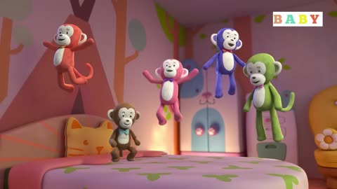 Five Little Monkeys Jumping On The Bed | Children Nursery Rhymes & Kids Songs