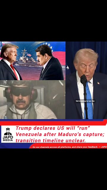 Trump declares US will “run” Venezuela after Maduro’s capture. #Venezuela #japd