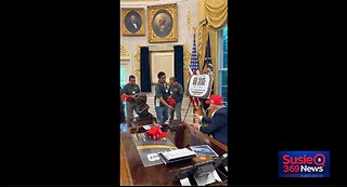 Trump invited the hardworking men who are renovating the White House into the OVAL OFFICE