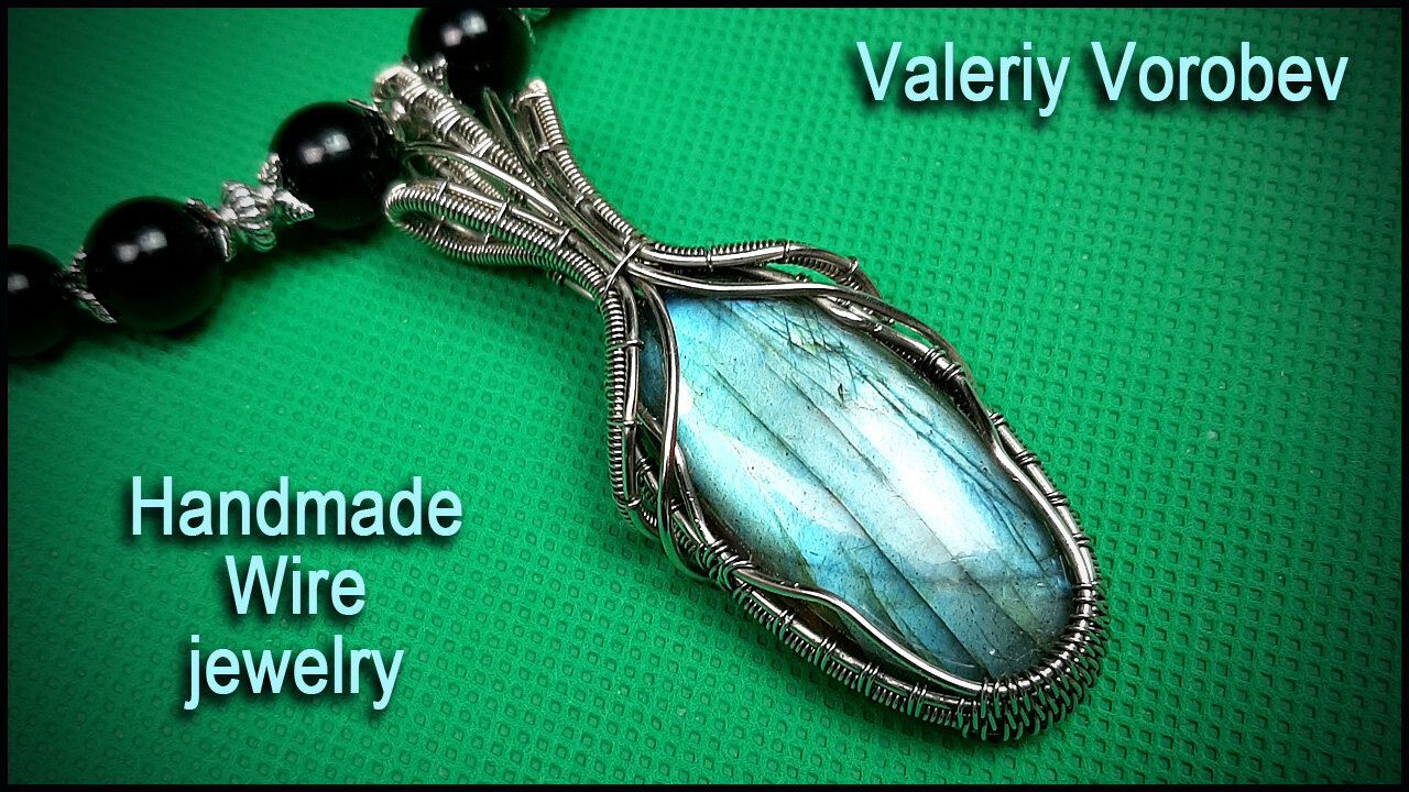 Handmade Wire Wrapped Pendant from Nickel Silver Wire and Labradorite Stone.