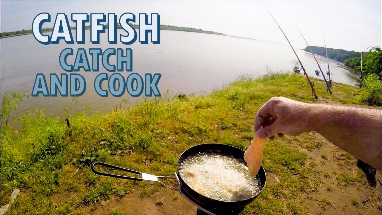 Arkansas River catfish catch and cook
