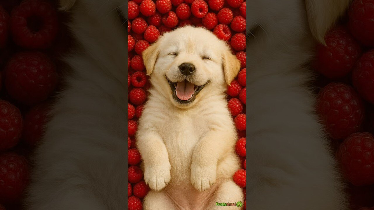 Puppy Eats Raspberry& BECOMES One!