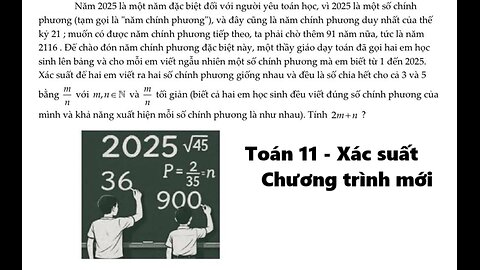 Năm 2025 là một năm đặc biệt đối với người yêu toán học, vì 2025 là một số chính phương (tạm gọi là