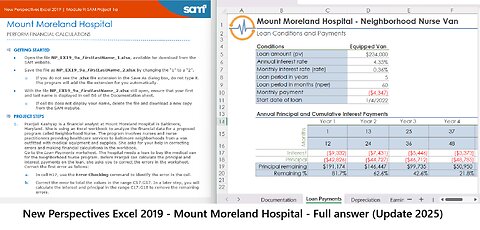 New Perspectives Excel 2019 | Module 9: SAM Project 1a | Mount Moreland Hospital