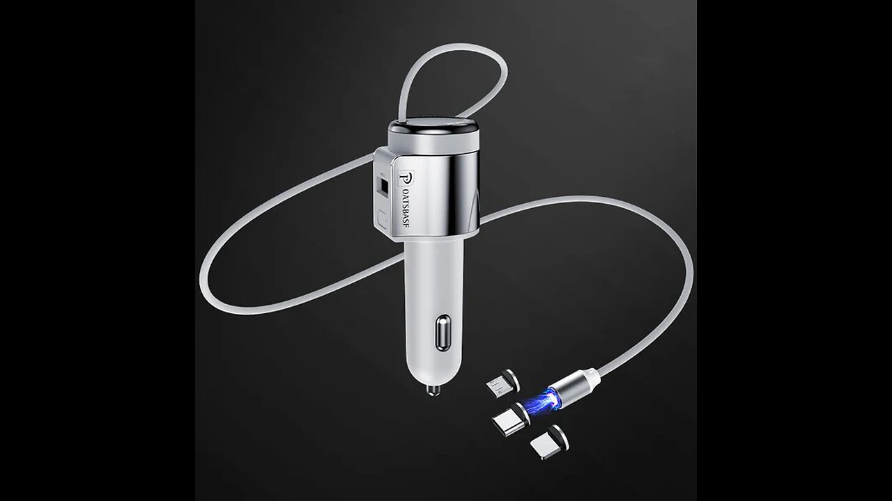 3-in-1 Multi-functional Magnetic USB Car Charger, for iPhone, Android & Type-C