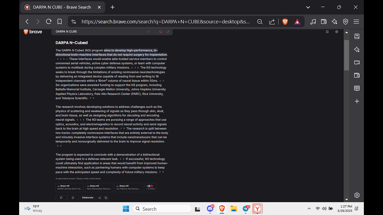 DARPA N CUBE D HUMAN INTERFACE