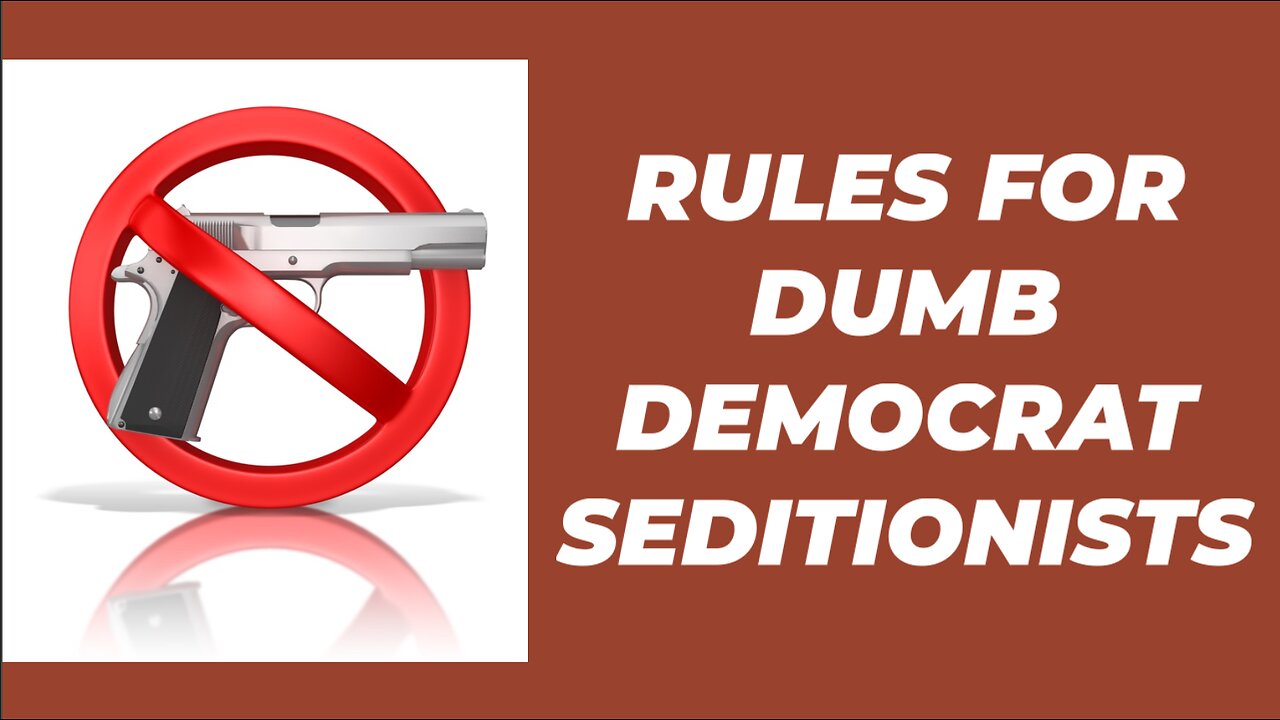 COMMON SENSE RULES FOR DUMB DEMOCRAT SEDITIONISTS