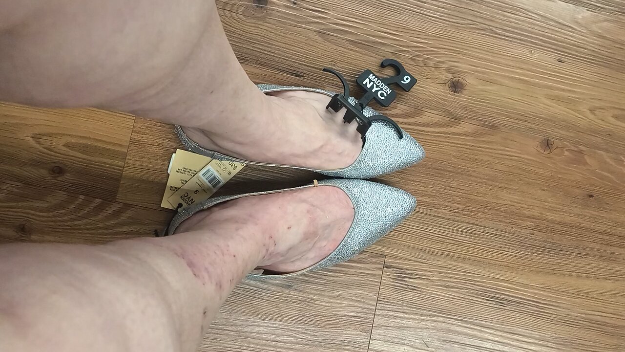 trying on weird shoes