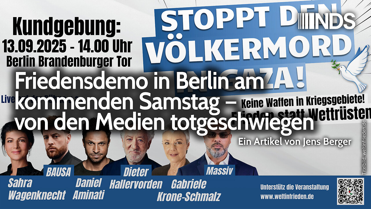 Friedensdemo in Berlin am kommenden Samstag – von den Medien totgeschwiegen | Jens Berger