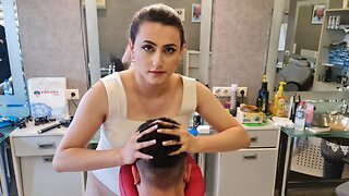 💈ASMR CHAIR MASSAGE w⁄ CRACKING by LADY BARBER ¦ SPECIAL TREATMENT for BACK & HEAD