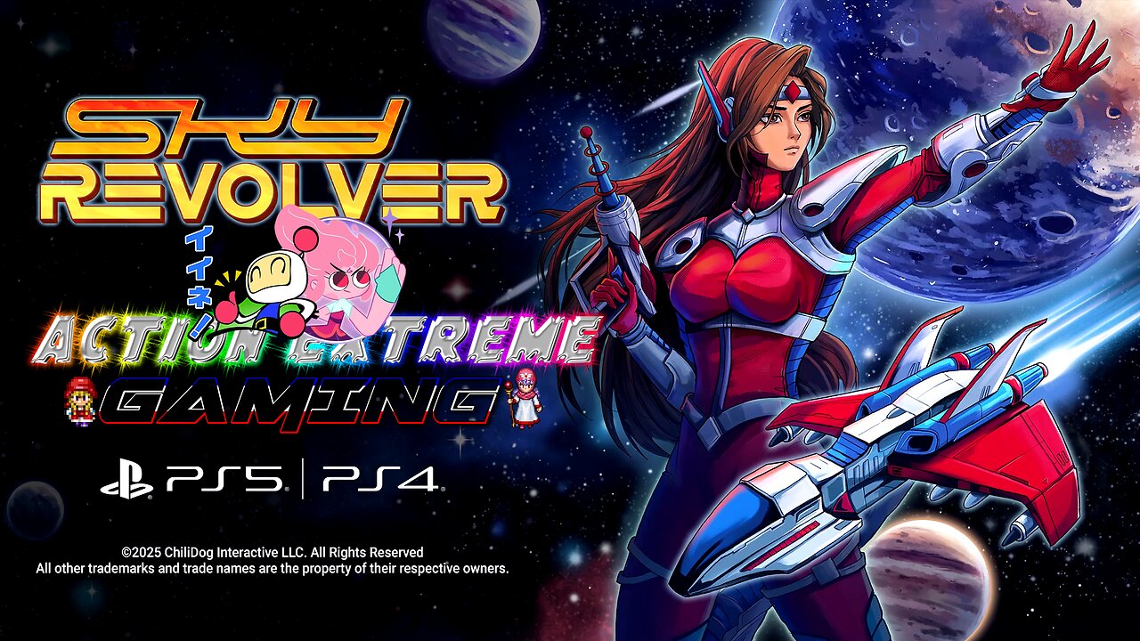 Sky Revolver (Playstation 4 and PS5) Launch Trailer [Old School Aleste Style Arcade Shoot'em up with a Hot Space Chick]