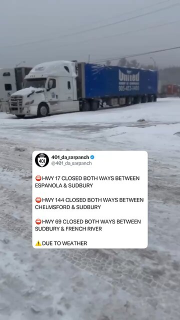 Ontario Snowstorm Closes Highways
