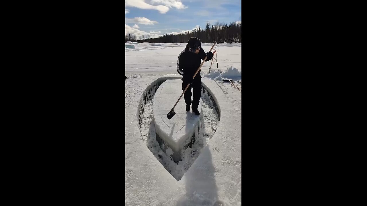 Functional boat carved straight out of ice #wow