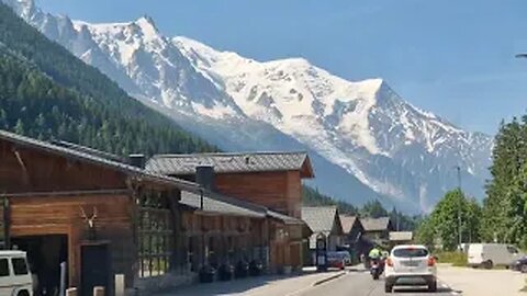 Driving through pretty French villages & Chamonix, Mont Blanc in the distance.