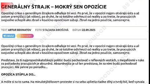GENERÁLNY ŠTRAJK - MOKRÝ SEN OPOZÍCIE | 22.9.2025