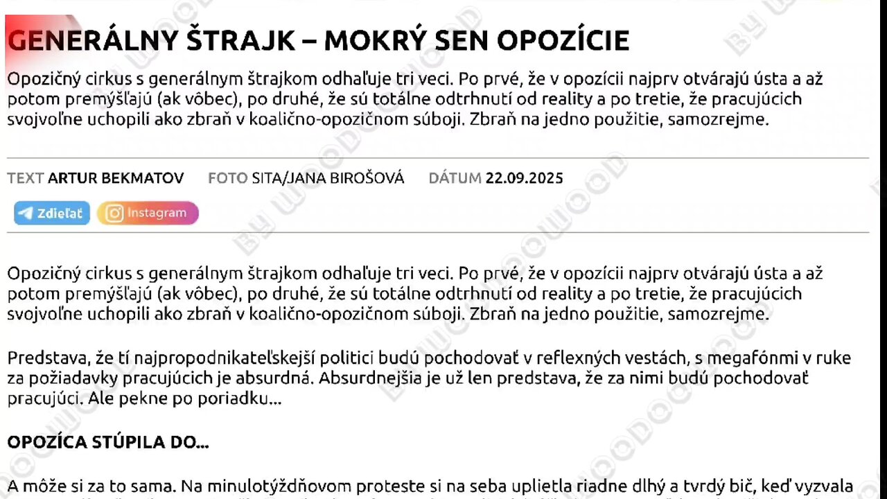 GENERÁLNY ŠTRAJK - MOKRÝ SEN OPOZÍCIE | 22.9.2025