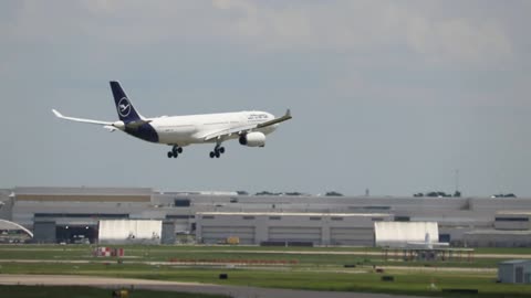 Airbus A330-300 operating as Lufthansa flight 448 arriving at St Louis Lambert Intl - STL 5/14/25