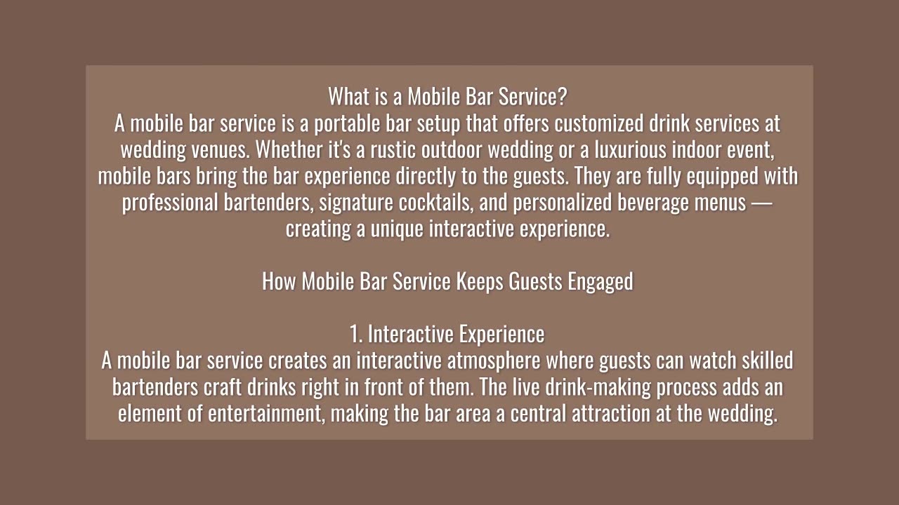Elevate Your Wedding Celebration with Mobile Bar Service
