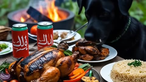 The dog eats very tasty