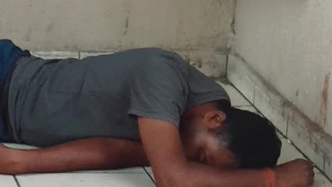 Drunk man sleeping