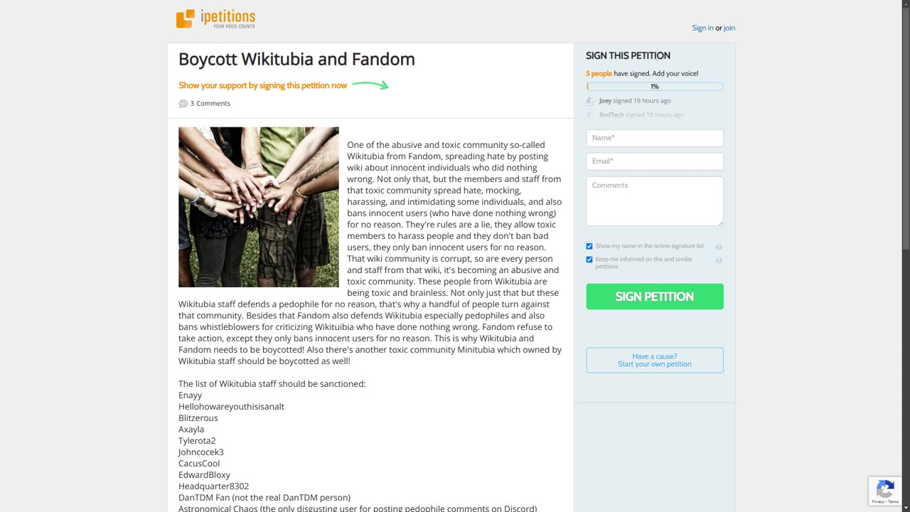 Sign @newguy's petition to get Wikitubia shut down