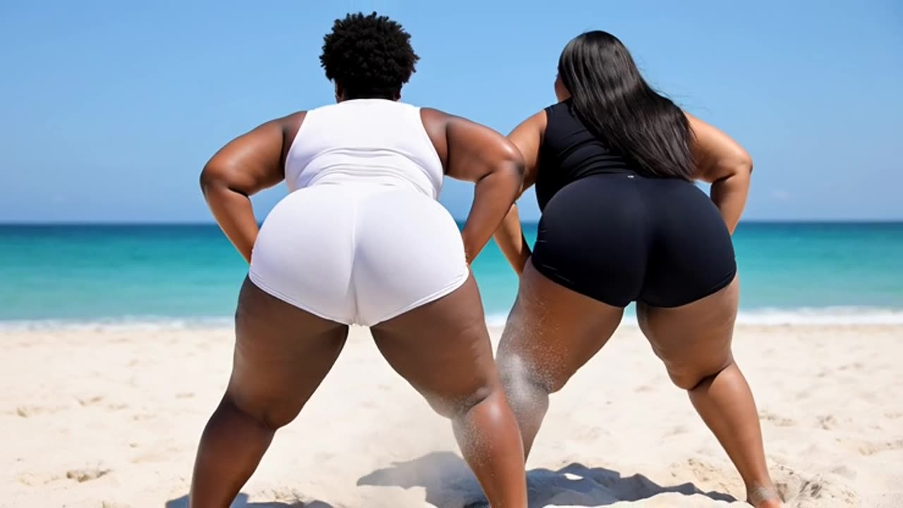 🔥 Big Booty BBW Twerking Plus Size Girls Ebony TikTok huge ass in beach