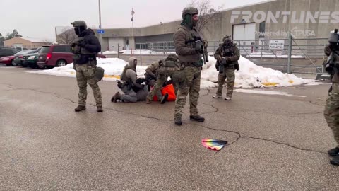 directly into the anti-ICE riot to arrest a leftist who threw a bottle at them in Minneapoli
